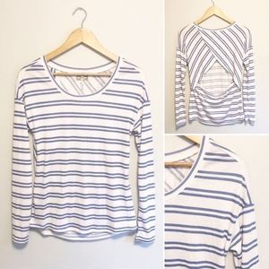 Kirra Cutout Back Striped Shirt Blue White Small